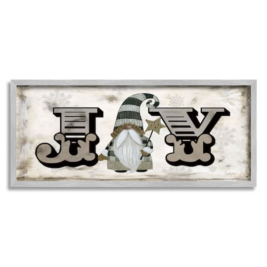 Stupell Industries Joy Vintage Holiday Gnome Framed Giclee Art